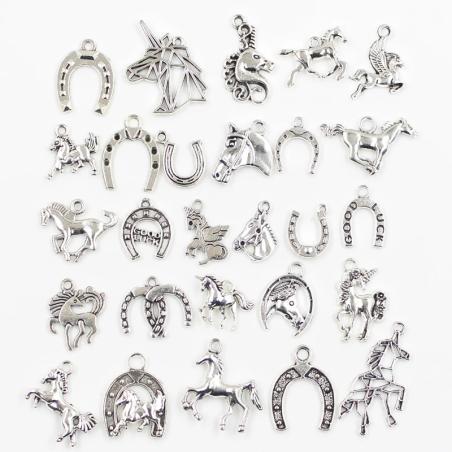 30 ciondoli in argento antico a forma di cavallo e unicorno per la creazione di gioielli