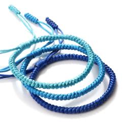 Bracciale con nodo di corda blu tibetano | Regolabile e portafortuna