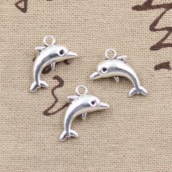 20 pendentifs dauphins en bronze antique argenté pour bijoux M...