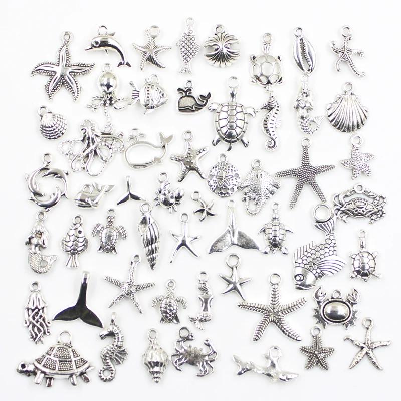 Ocean-Themed Charm Pack: 30+ Pendants for DIY Jewelry Crafting
