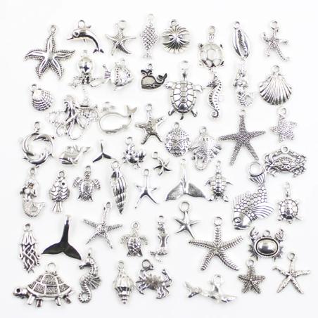 Ocean-Themed Charm Pack: 30+ Pendants for DIY Jewelry Crafting
