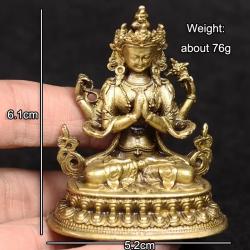 Statue tibétaine d'Avalokiteshvara : Quatre bras, décoration spirituelle pour la maison