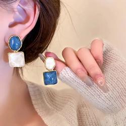 Geometric Water Ripple Earrings | FTCY Square Dangles
