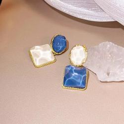 Geometric Water Ripple Earrings | FTCY Square Dangles