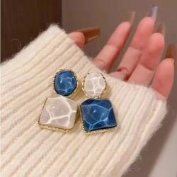 Geometric Water Ripple Earrings | FTCY Square Dangles