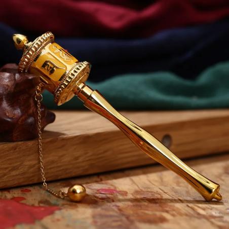 Large Tibetan Prayer Wheel with Om Mani Padme Hum Mantra