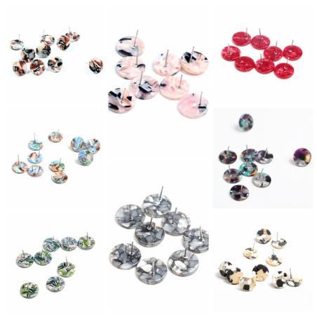 Boucles d'oreilles écaille de tortue | Puces d'oreilles rondes élégantes pour femmes