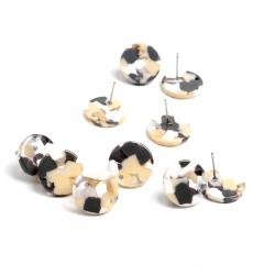 Boucles d'oreilles écaille de tortue | Puces d'oreilles rondes élégantes pour femmes