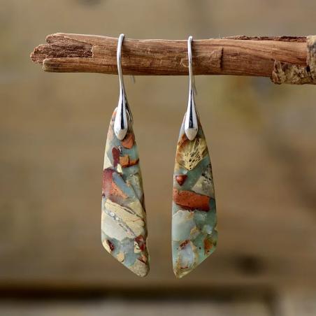 Geometrische Ohrringe mit Steinen im Boho-Stil | Luxuriöser Boho-Schmuck für Damen