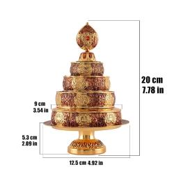 Piatto buddista tibetano: decorazione in lega realizzata a mano con simboli di buon auspicio...