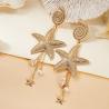 Ocean Style: Large Metal Starfish Conch Drop Earrings