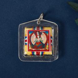 Tibetan Tangka Green Tara Keychain - Buddha Pendant & Feng Shui Charm