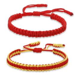 Bracelets en fil rouge : nœud tibétain, ajustables, porte-bonheur