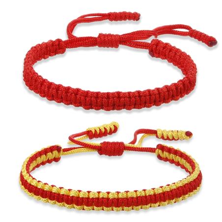 Bracelets en fil rouge : nœud tibétain, ajustables, porte-bonheur