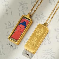 Tibetan Thangka Kilam Pendant: Vintage Hand-Painted Wealth Talisman...