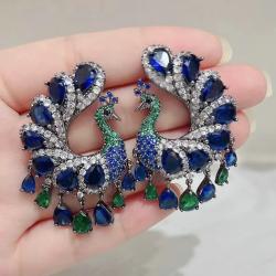 Peacock Green Tassel Earrings for Women | Bilincolor