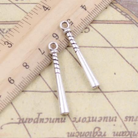 Baseball Bat Charms (20 Pack) - Antique Silver for Jewelry Making