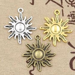 Antik Güneş Figürleri (15 Adet) - Takı Yapımı İçin Eski Tibet Bronzu
