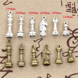 Antique Bronze Chess Piece Charms for Jewelry Making
