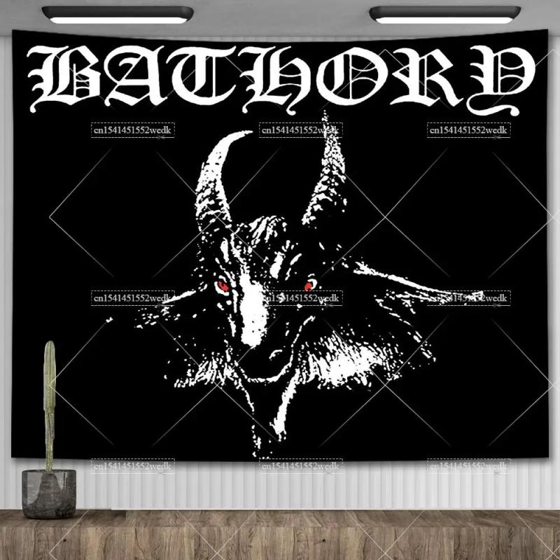 Bathory-Ziegenkopf-Wandteppich | Wanddeko für Metal-Musik und Party-Hintergrund