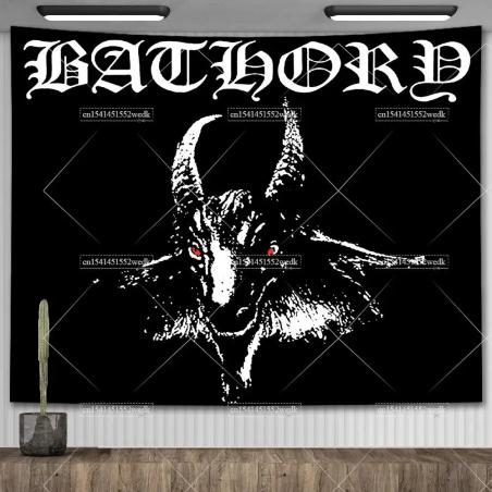 Bathory-Ziegenkopf-Wandteppich | Wanddeko für Metal-Musik und Party-Hintergrund