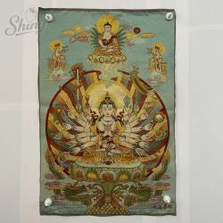 Embroidered Avalokiteshvara Thangka Tapestry - Tibetan Buddhist Decor