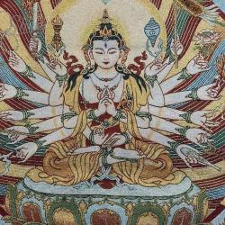 Embroidered Avalokiteshvara Thangka Tapestry - Tibetan Buddhist Decor