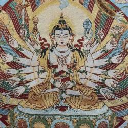 Embroidered Avalokiteshvara Thangka Tapestry - Tibetan Buddhist Decor