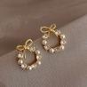 Orecchini a fiocco minimalisti per donna | Strass e perle