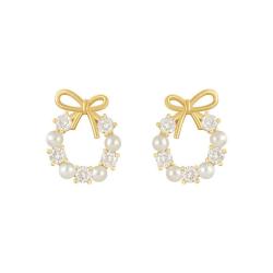 Orecchini a fiocco minimalisti per donna | Strass e perle