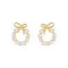 Orecchini a fiocco minimalisti per donna | Strass e perle