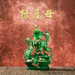 Statua di Tara verde tibetana: decorazione del Buddha in resina realizzata a mano