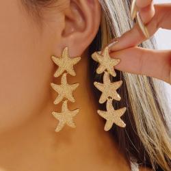 Bohemian Punk Starfish Earrings - Gold, Crystal & Zircon