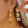 Bohemian Punk Starfish Earrings - Gold, Crystal & Zircon