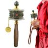 Handcrafted Tibetan Prayer Wheel - Alloy & Crystal Decor
