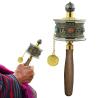Handcrafted Tibetan Prayer Wheel - Alloy & Crystal Decor
