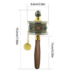 Handcrafted Tibetan Prayer Wheel - Alloy & Crystal Decor