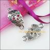 Tibetan Silver Flower Skull Charms - Gothic Jewelry Making Pendants