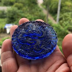 Tibetan Dragon King Mandala Crystal Amulet - Six-Character Mantra