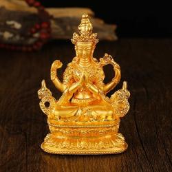 Figurines bouddhistes tibétaines dorées gravées - Cadeaux décoratifs et autels