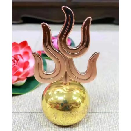 Tibetan Dzi Bead Torch - Gold Alloy & Ceramic, 15-23cm