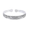 Bracciale rigido vintage in argento con intaglio a forma di fiore per donna