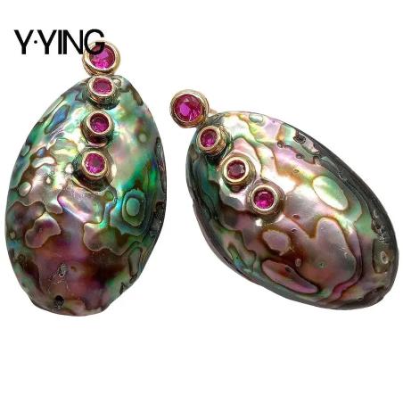 Vintage Ohrstecker aus Abalone und Zirkonia - YYING