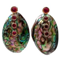 Vintage Ohrstecker aus Abalone und Zirkonia - YYING