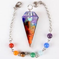 Collier pendentif en résine 7 chakras : Reiki, yoga et décoration