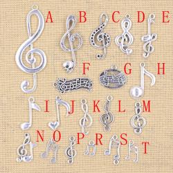 Breloques en argent antique en forme de notes de musique | Fournitures et création de bijoux à faire soi-même