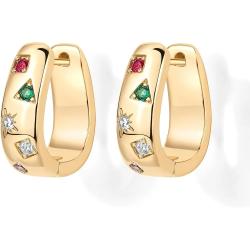 Boucles d'oreilles créoles scintillantes | Plaqué or 14 carats et zirconiums