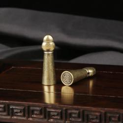 Ciondolo antico tibetano in ottone con sigillo a dieci fasi - Fatto a mano