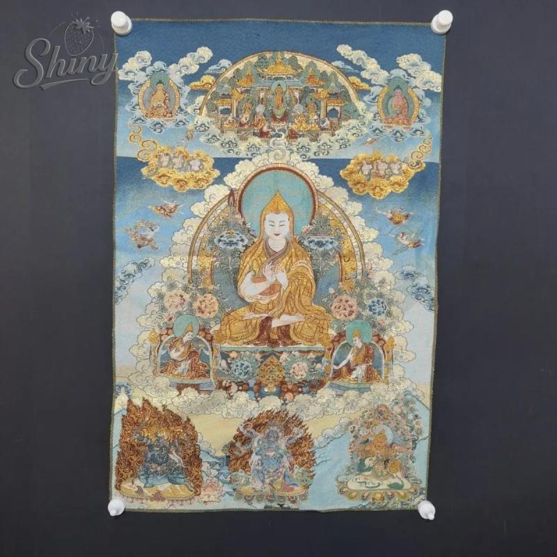 Handgefertigter tibetischer Thangka-Wandteppich von Meister Tsongkhapa