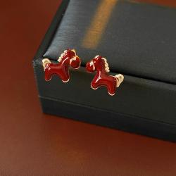 Orecchini pendenti in smalto a forma di cavallo dei cartoni animati | Gioielli in argento alla moda
